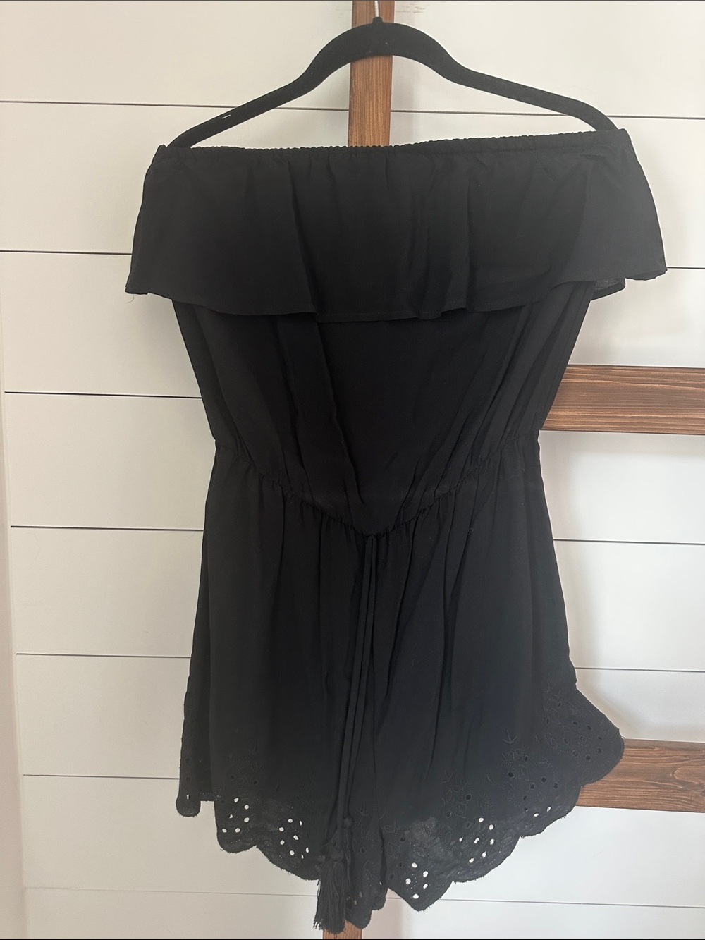 Mossimo Supply Co. Black Strapless shorts Romper with Eyelet Trim NWT